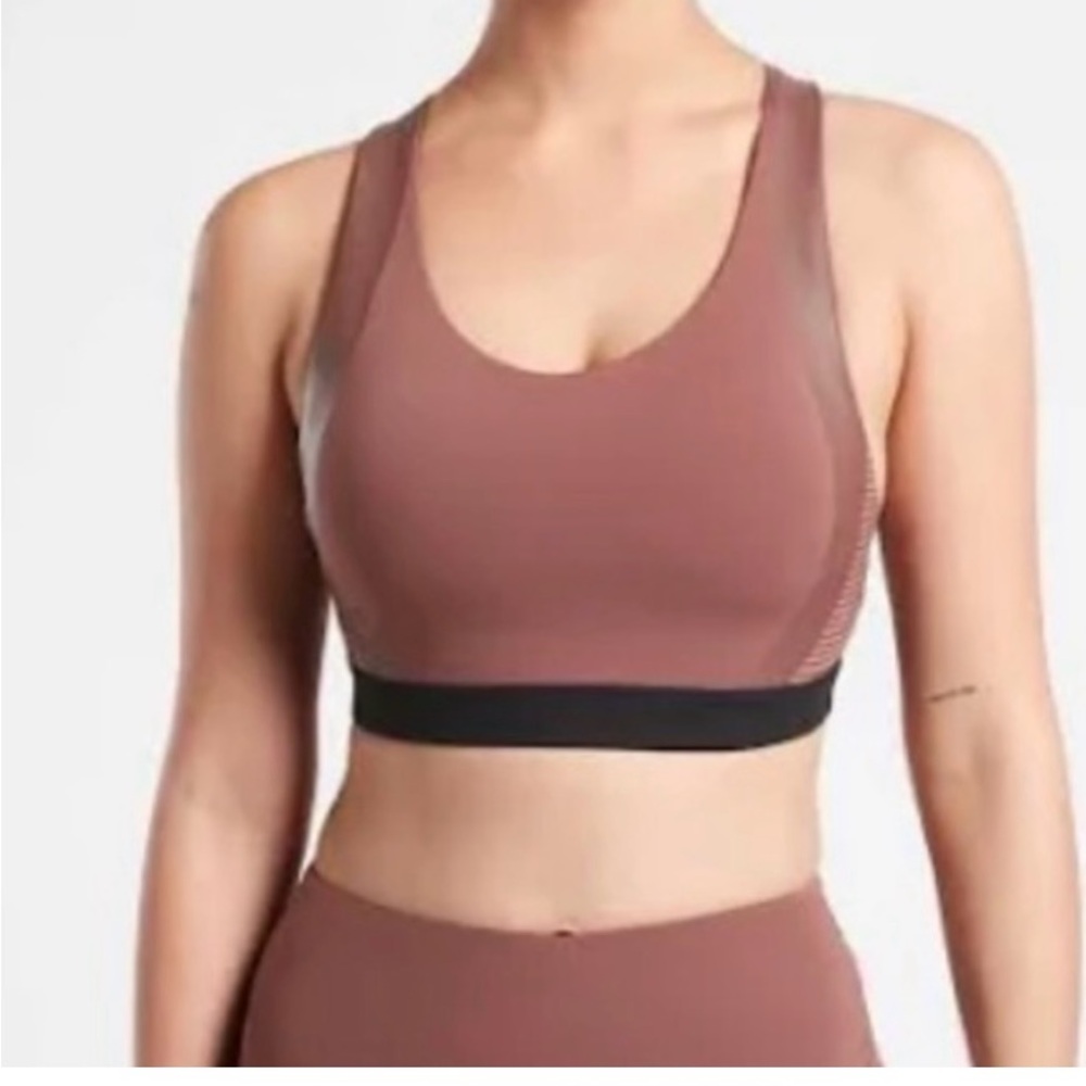 Athleta Allyson Felix Ultimate Legend Brown Black Racerback Sports Bra Small